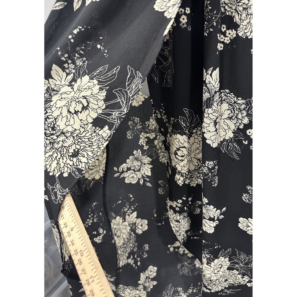 Monteau Maxi Dress Women Small Black Flower Print Side Slit Elastic Waist Straps - Picture 12 of 13